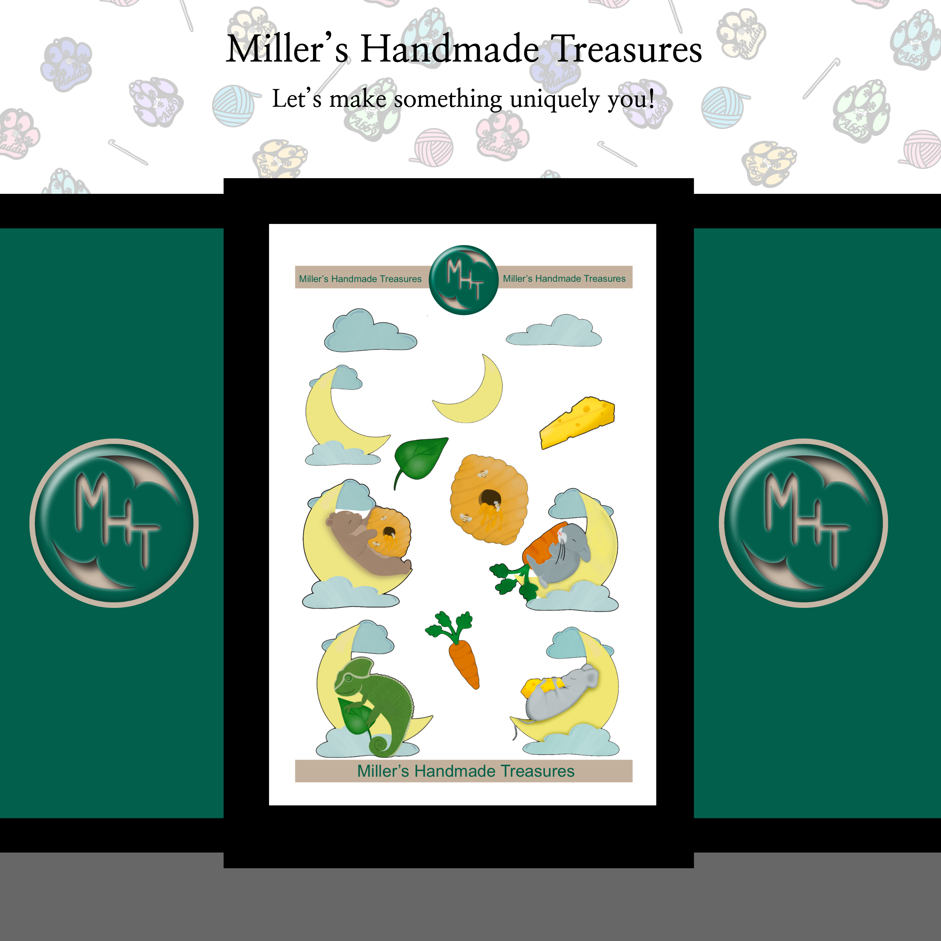 Sleep time Critters 4 x 6 Sticker sheet